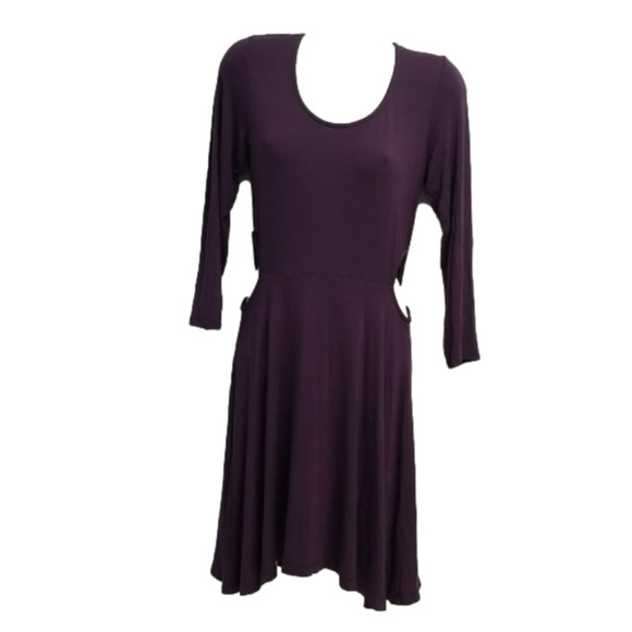 AMERICAN Eagle Dress T Shirt Long Sleeve Cut Out Plum Size Large - Picture 1 of 9